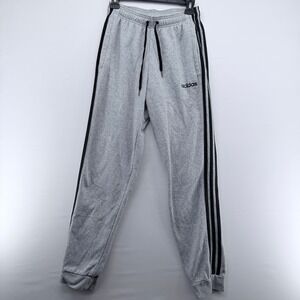 Adidas Essentials 3-Stripes Fleece Joggers Mens Small Gray Black Sweatpants